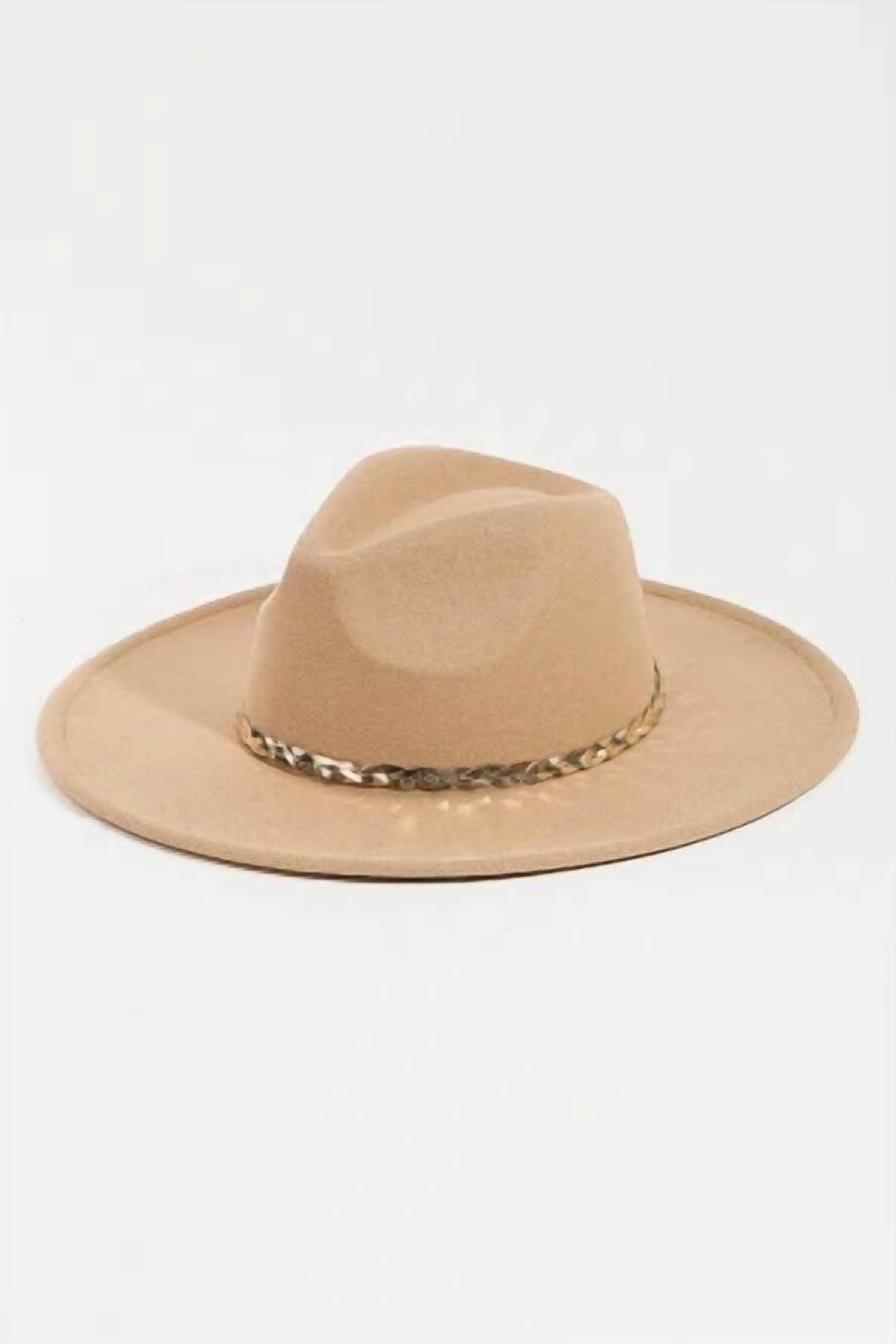 NEW FAME ACCESSORIES braided snake chain hat in beige
